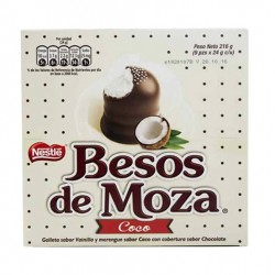 BESOS DE MOZA  - CHOCOLATE BONBONS WITH COCONUT FLAVORED, BOX OF 9 UNITS