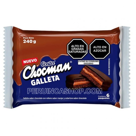 CHOCMAN COOKIE - SPONGE CAKE WITH CHOCOLATE BISCUIT, BAG X 6 UNITS