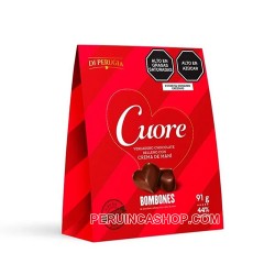 DI PERUGIA  CUORE - CHOCOLATE BONBONS STUFFED PEANUT CREAM , BOX OF 91 GR