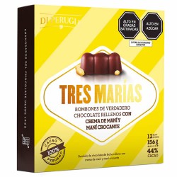 DI PERUGIA  TRES MARIAS - CHOCOLATE BONBON FILLED WITH MILK CREAM OF PEANUT - BOX OF 156 GR