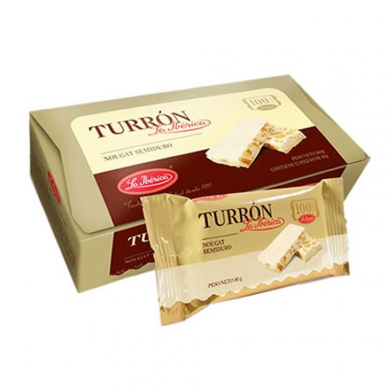 LA IBERICA TURRON - SEMI-HARD NOUGANT MADE OF HONEY BEE AND CHESTNUTS -  BO X  OF 360 GR