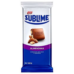SUBLIME ALMENDRAS - MILK CHOCOLATE WITH ALMONDS - TABLET  X 100 GR