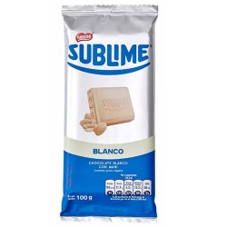 SUBLIME BLANCO - CLASSIC MILK WHITE CHOCOLATE WITH PEANUT - TABLET X 100 GR