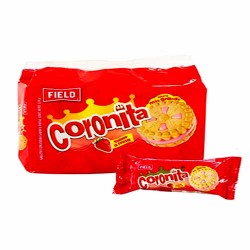 CORONITA - COOKIES FILLED WITH  STRAWBERRY CREAM -  BAG X 6 UNITS