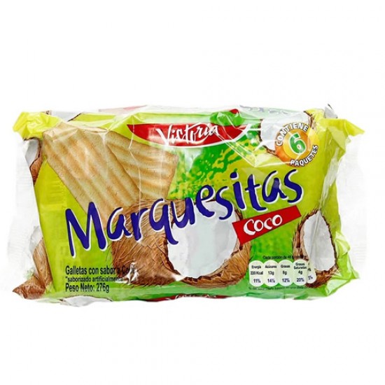 MARQUESITAS - COOKIES COCONUT FLAVOR - BAG X 6 UNITS