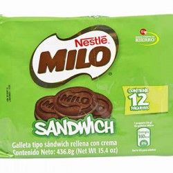 MILO SANDWICH - CHOCOLATE COOKIES FILLED WITH CREAM, BAG X 12 UNITS