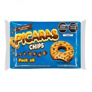 PICARAS CHIPS - COOKIES FILLED WITH CHOCOLATE -  BAG X 6 UNITS