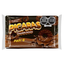 PICARAS EXTREMO - COOKIES FILLED WITH CHOCOLATE -  BAG X 6 UNITS