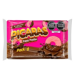 PICARAS  - COOKIES FILLED WITH STRAWBERRY CREAM -  BAG X 6 UNITS