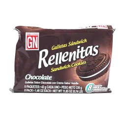 RELLENITAS - COOKIES FILLED WITH CHOCOLATE CREAM PERU, BAG X 8 UNITS