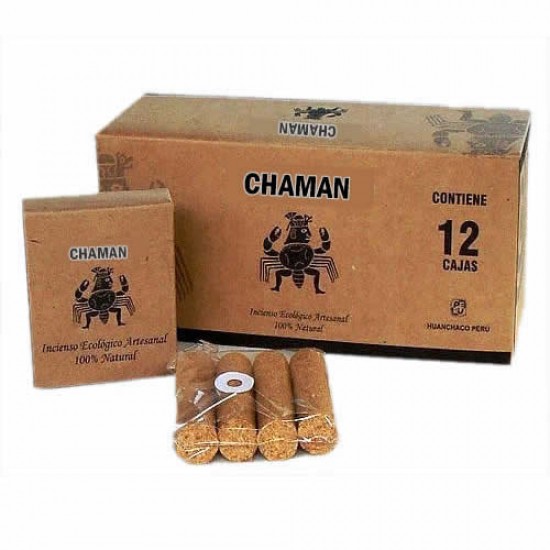 CHAMAN - ECOLOGIC PERUVIAN  INCENSES HANDMADE PALO SANTO HOLY WOOD - PACK X 12 BOXES