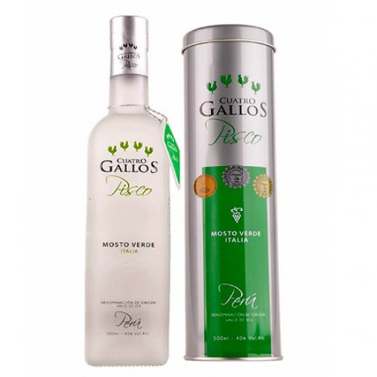 CUATRO GALLOS - PERUVIAN PISCO MOSTO VERDE ACHOLADO, BOTTLE X 700 ML