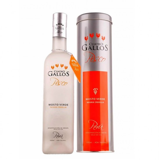 CUATRO GALLOS - PERUVIAN PISCO MOSTO VERDE MOSCATEL, BOTTLE X 700 ML