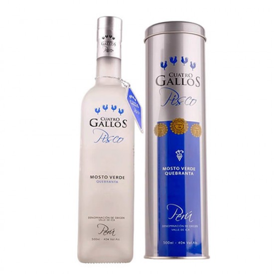 CUATRO GALLOS - PISCO MOSTO VERDE ACHOLADO, BOTTLE X 500 ML