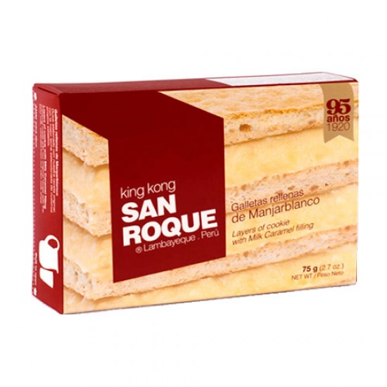 SAN ROQUE- MINI KING KONG STUFFED WITH BLANCMANGE CREAM . BOX OF 75 GR