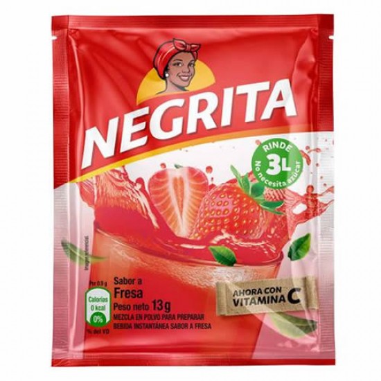 NEGRITA - STRAWBERRY INSTANT DRINK X 13 GR, BOX OF 12 SACHETS