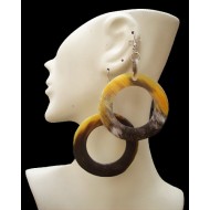04 PRETTY WHOLESALE BULL HORN EARRINGS MIXED DESIGN , NATURAL COLOR