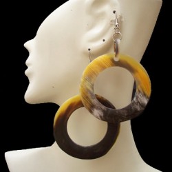 04 PRETTY WHOLESALE BULL HORN EARRINGS MIXED DESIGN , NATURAL COLOR