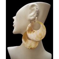 04 PRETTY WHOLESALE BULL HORN EARRINGS MIXED DESIGN , NATURAL COLOR