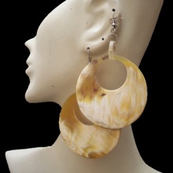 04 PRETTY WHOLESALE BULL HORN EARRINGS MIXED DESIGN , NATURAL COLOR