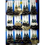 06 HANDMADE PERUVIAN BULL HORN EARRINGS NATURAL COLOR DESIGN