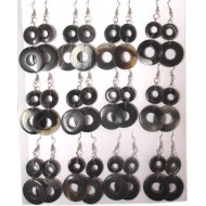 12 PERU HANDMADE BULL HORN EARRINGS NATURAL COLOR, RING DESIGN