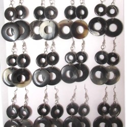 12 PERU HANDMADE BULL HORN EARRINGS NATURAL COLOR, RING DESIGN