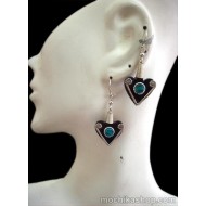 12 WHOLESALE BULL HORN EARRINGS  HANDMADE PERUVIAN ALPACA SILVER &TURQUOISE STONE