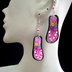 06 BEAUTIFUL WHOLESALE PERUVIAN FLIP FLOP ACRYLIC EARRINGS, MIXED IMAGES