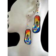 12 NICE WHOLESALE PERUVIAN FLIP FLOP ACRYLIC EARRINGS, MIXED IMAGES