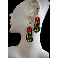 24 NICE WHOLESALE PERUVIAN FLIP FLOP ACRYLIC RASTA EARRINGS, ASSORTED IMAGES