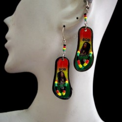 24 NICE WHOLESALE PERUVIAN FLIP FLOP ACRYLIC RASTA EARRINGS, ASSORTED IMAGES