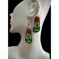 06 WHOLESALE PERUVIAN FLIP FLOP ACRYLIC RASTA EARRINGS,  MIXED IMAGES