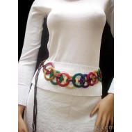 6 AMAZING PERUVIAN SHELL BELTS HANDMADE COCONUT "MULTICOLOR" ASSORTED MODEL