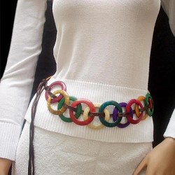 6 AMAZING PERUVIAN SHELL BELTS HANDMADE COCONUT "MULTICOLOR" ASSORTED MODEL