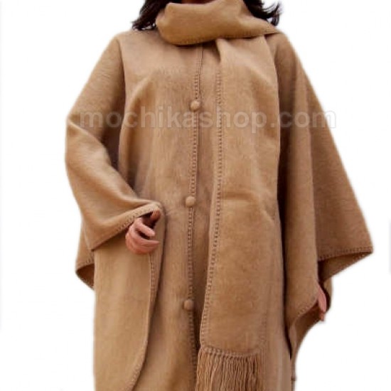 NICE PERUVIAN CAMARGO CLOAK CAPE HANDMADE COMBED ALPACA WOOL, "BUTTERFLY" DESIGN