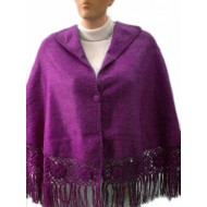 BEAUTIFUL WHOLESALE CAMARGO ALPACA WOOL CAPE CLOAK, ROSES HAND CROCHET BORDERS DESIGN