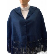 BEAUTIFUL WHOLESALE CAMARGO ALPACA WOOL CAPE CLOAK, ROSES HAND CROCHET BORDERS DESIGN