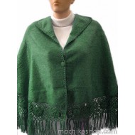 PRETTY WHOLESALE CAMARGO ALPACA WOOL CAPE CLOAK, ROSES HAND CROCHET BORDERS DESIGN