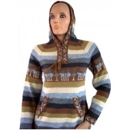 24 WHOLESALE HOODIE SWEATERS  "SHAKIRA" MODEL HANDWOVEN ALPACA WOOL ASSORTED DESIGNS