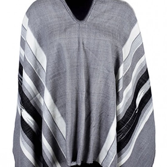 BEAUTIFUL WHOLESALE ALPACA WOOL PONCHO , STRIPED MODEL FOR MEN