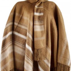 PERUVIAN ALPACA CAMARGO WOOL RUANA PONCHO WITH SCARF AND BERET