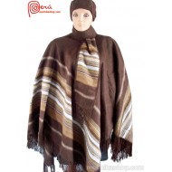  PERUVIAN WHOLESALE NICE ALPACA CAMARGO WOOL RUANA PONCHO WITH SCARF 