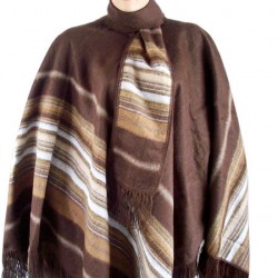  PERUVIAN WHOLESALE NICE ALPACA CAMARGO WOOL RUANA PONCHO WITH SCARF 