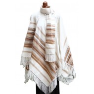 BEAUTIFUL PERUVIAN ALPACA CAMARGO WOOL RUANA PONCHO WITH SCARF 