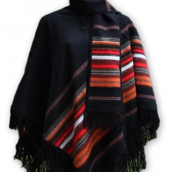 PRETTY WHOLESALE  PERUVIAN ALPACA CAMARGO WOOL RUANA PONCHO , ATTACHED SCARF 