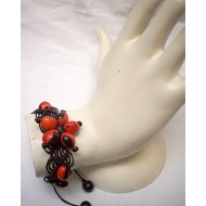 06 PERUVIAN INCA HUAYRURO WOVEN BRACELETS, FLOWER DESIGN