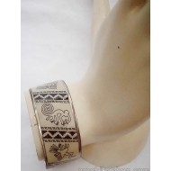 PERUVIAN WHOLESALE RESINED CUFF BRACELETS HANDMADE ALPACA SILVER, NAZCA IMAGES