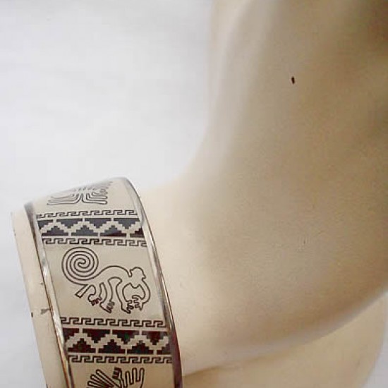 PERUVIAN WHOLESALE RESINED CUFF BRACELETS HANDMADE ALPACA SILVER, NAZCA IMAGES PERUVIAN WHOLESALE RESINED CUFF BRACELETS HANDMADE ALPACA SILVER, NAZCA IMAGES